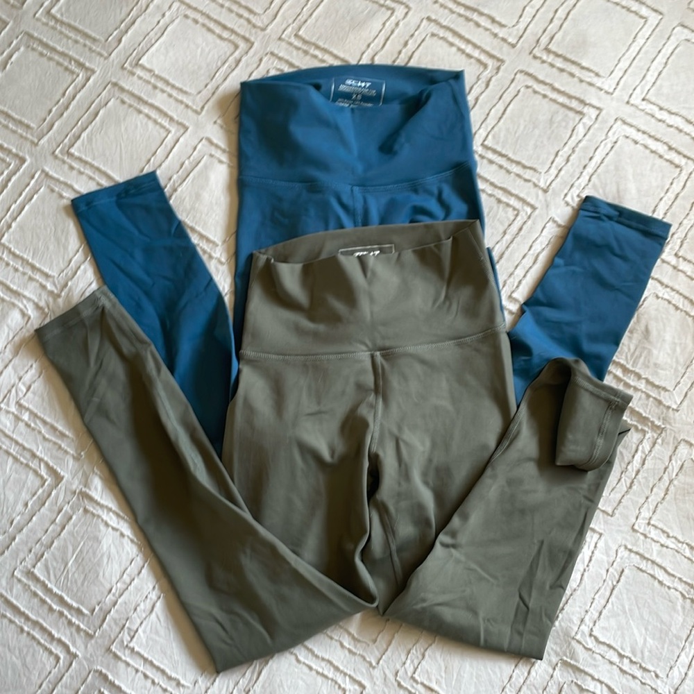 ECHT Women's Force Scrunch booty lift Leggings X-SMALL (2 pairs). Blue & khaki